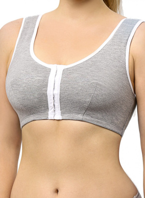 Бюстгальтер после мастэктомии Camelia ФЭСТ 1887У для фиксации молочной железы, серый меланж / белый